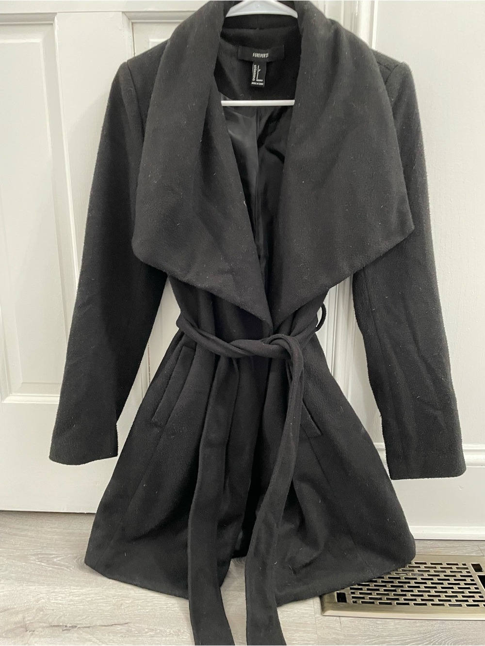 Forever 21 Black Wrap Belted Trench Coat